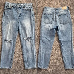 H&M Distressed Ultra High Waist Mom Jean